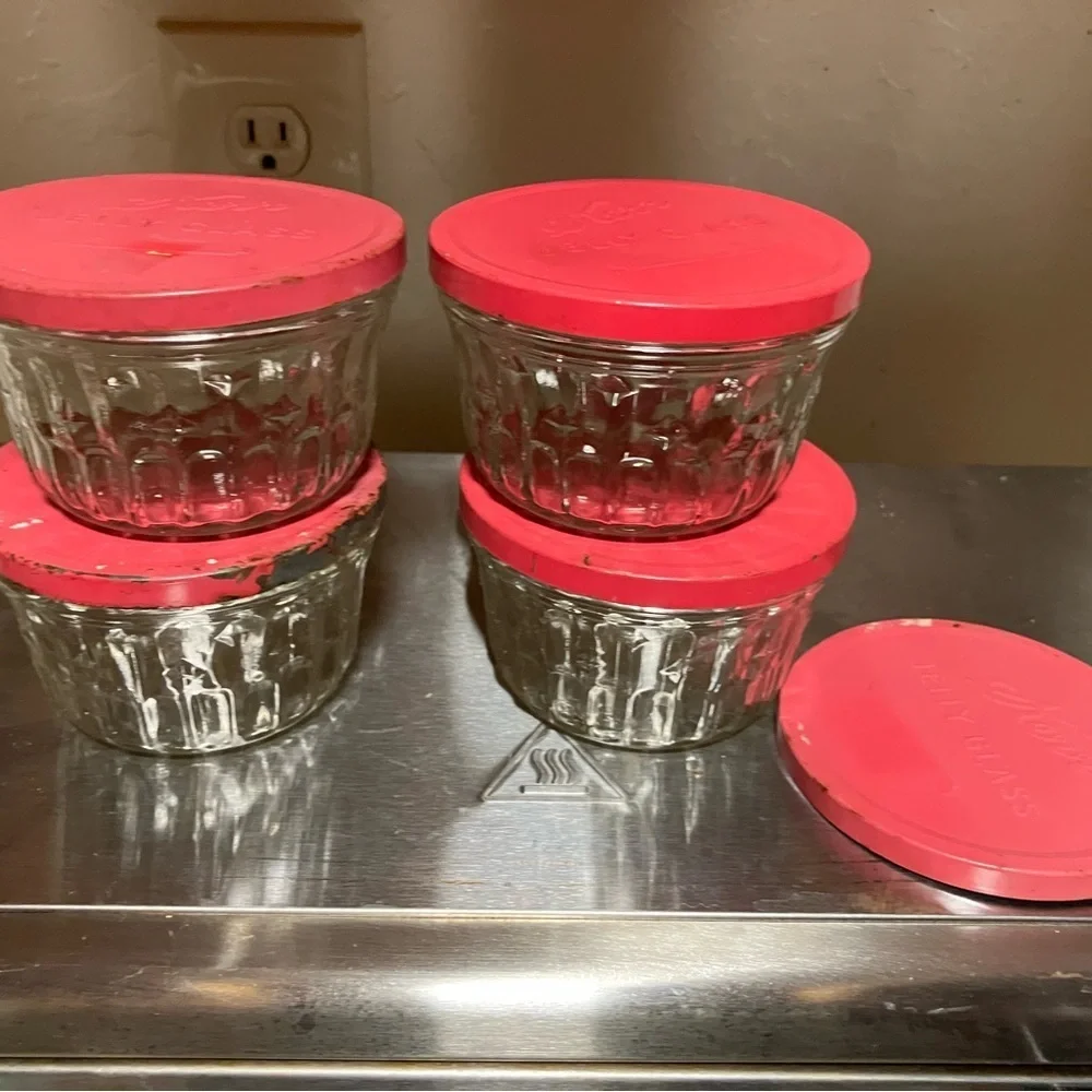 Kerr vintage jelly jars with metal lids set of 4
